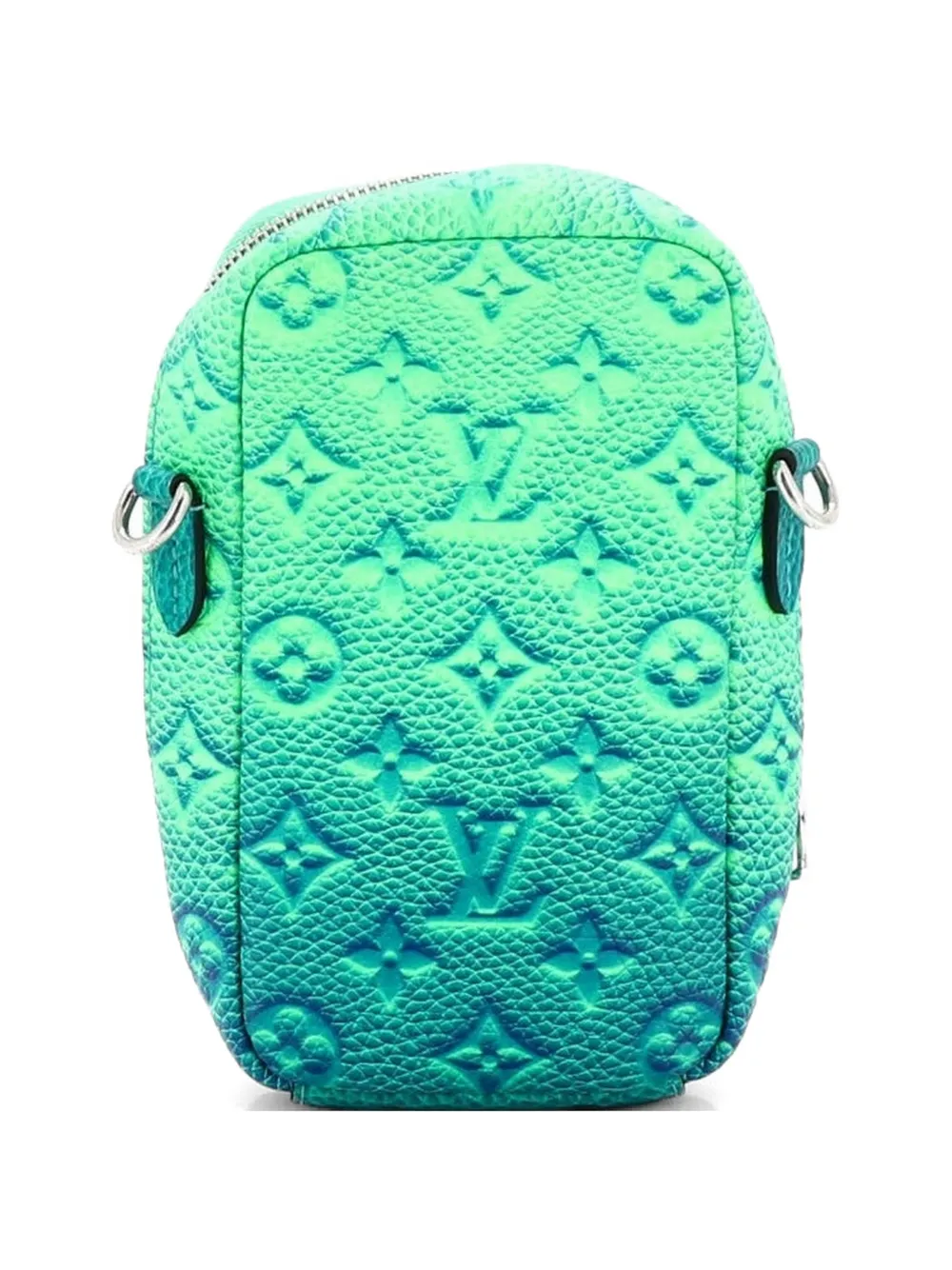  Louis Vuitton Pre-owned Double Phone Pouch Limited Edition Illusion Monogram Taurillon Leather Crossbody Bag - Green 