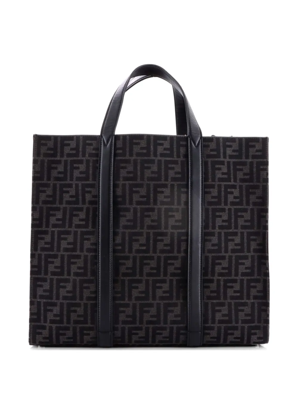 Fendi Pre-Owned Convertible Open Zucca Jacquard Fabric and Leather Large tote bag - Black
