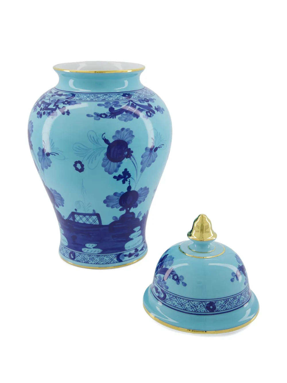  Ginori 1735 Covered Floral Vase - Blue 
