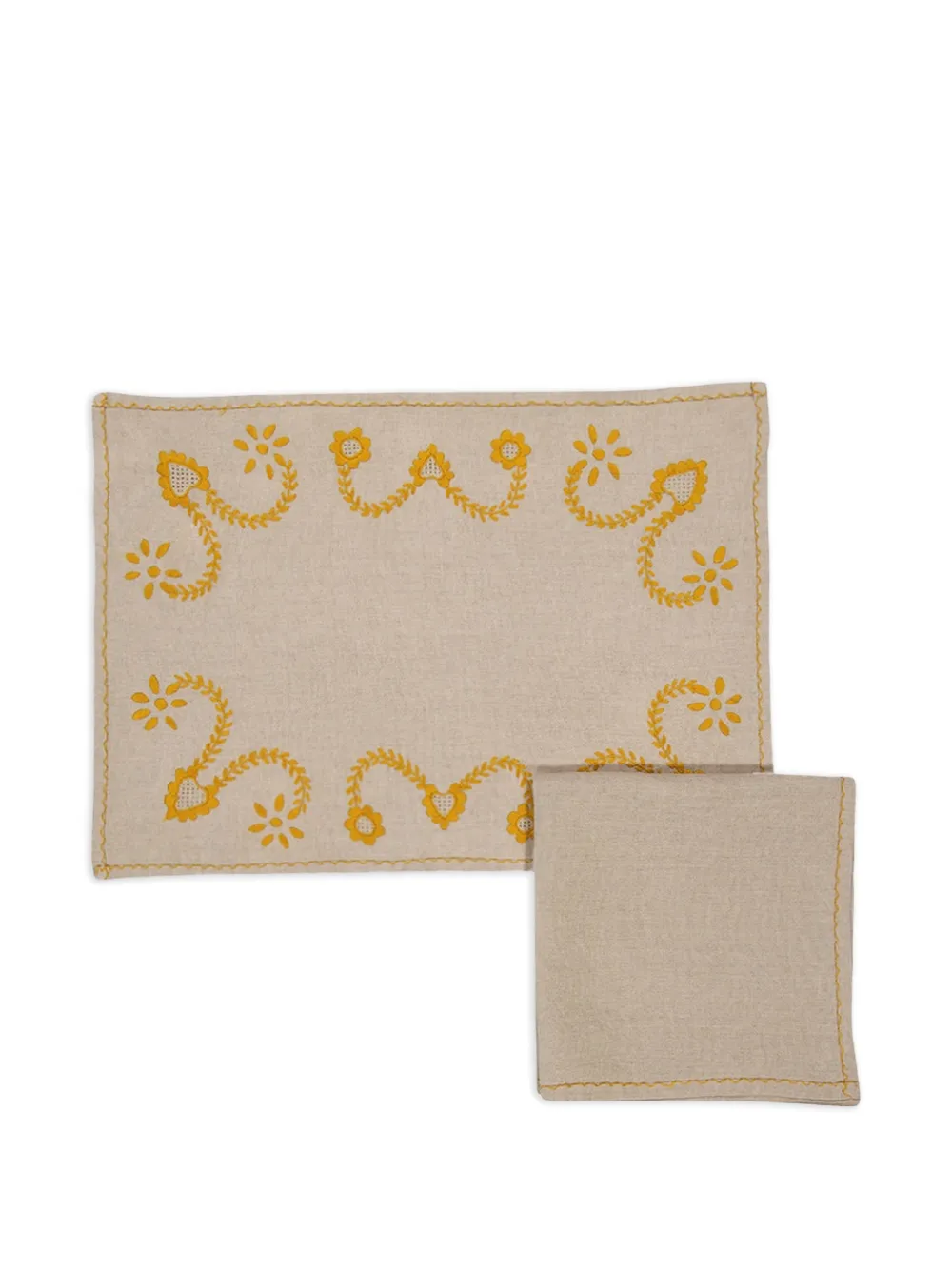 HOUSE OF CAPRICORN Viana embroidered placemat napkin - Nude