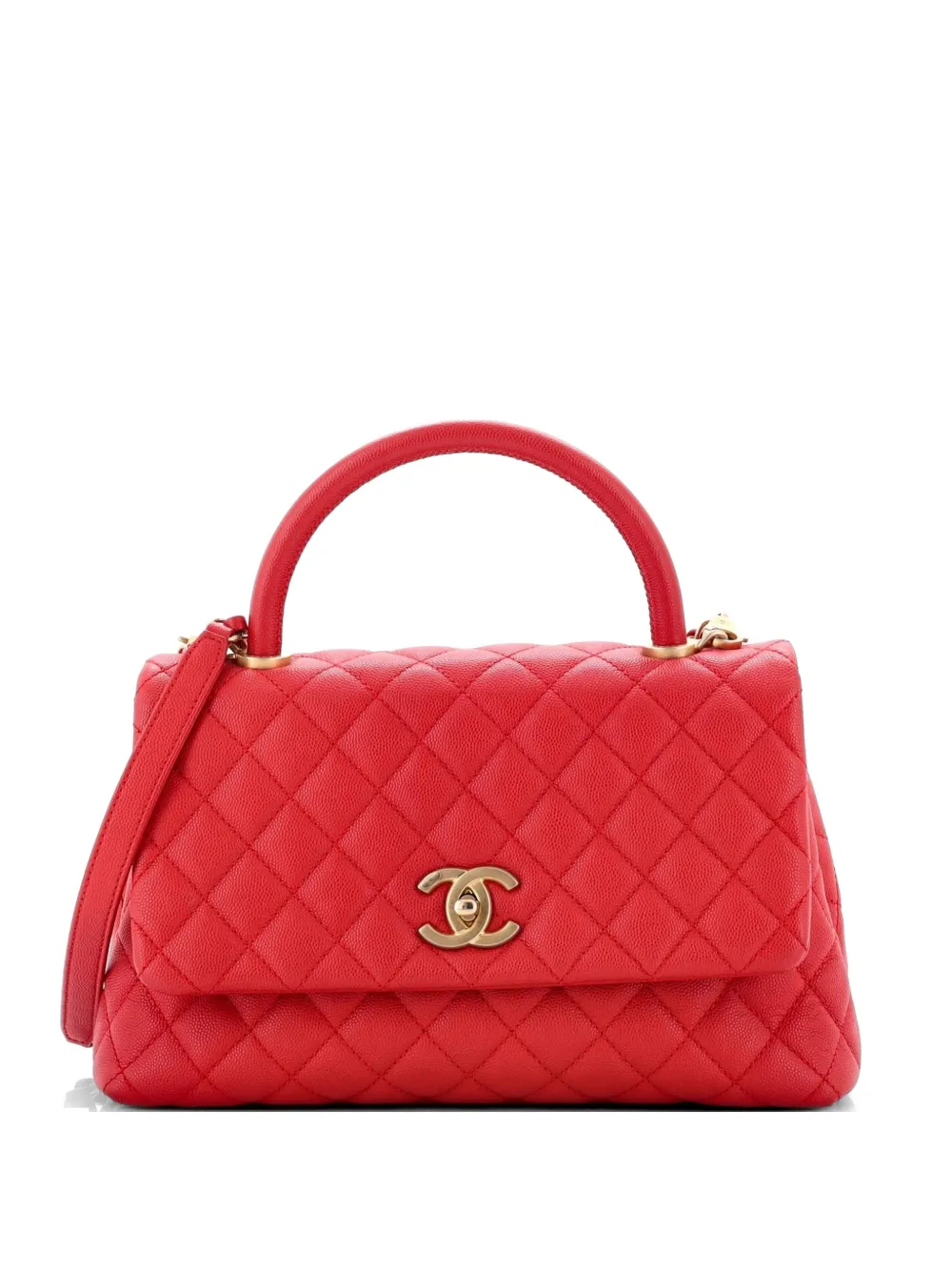 CHANEL Pre-Owned Coco Top Handle Bag Quilted Caviar Small crossbody bag - Rosso
