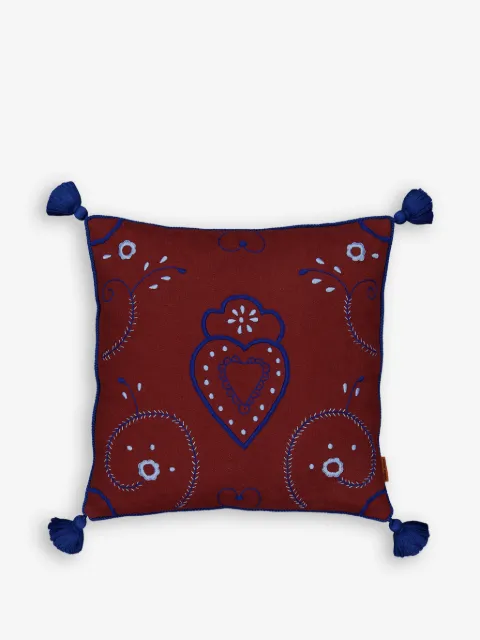 HOUSE OF CAPRICORN Viana handmade embroidery tassel cushion