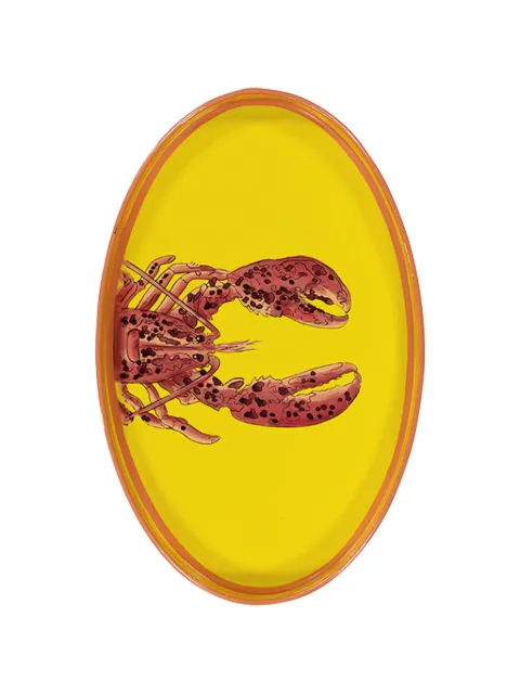 Les-Ottomans bandeja ovalada de langosta pintada a mano