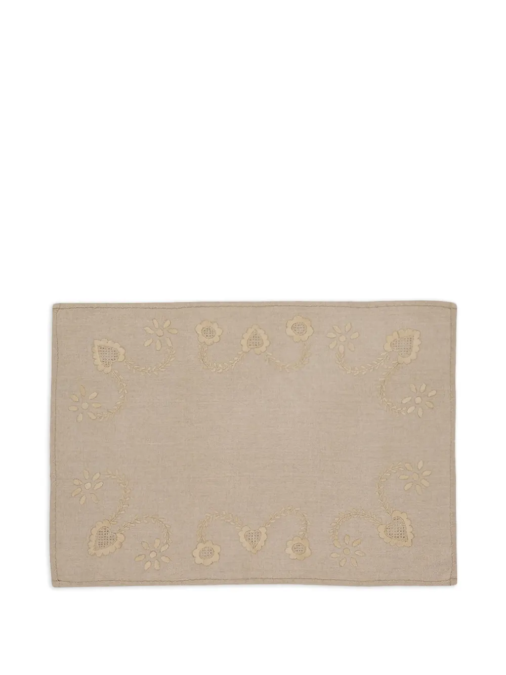 HOUSE OF CAPRICORN Set aus Tischset und Serviette mit Stickerei - Nude