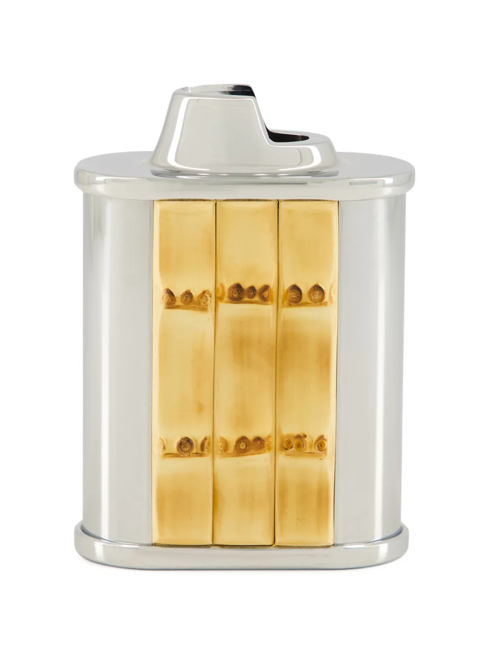 Lorenzi Milano Bamboo Root Oval Bic Desk Feuerzeughülle - Silber