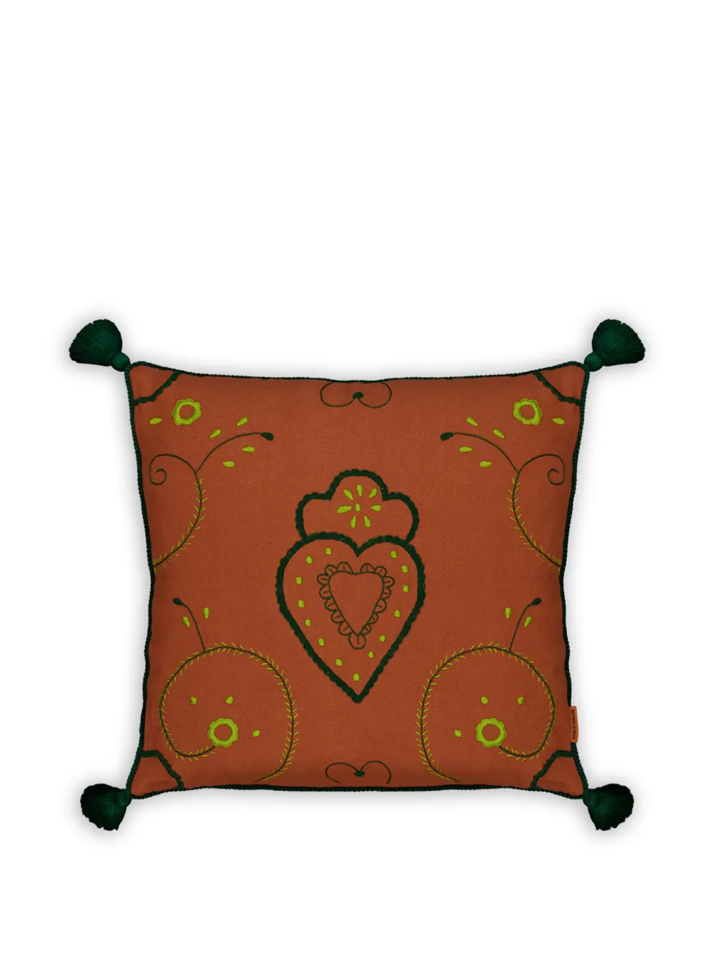 HOUSE OF CAPRICORN Viana embroidered linen cushion - Orange