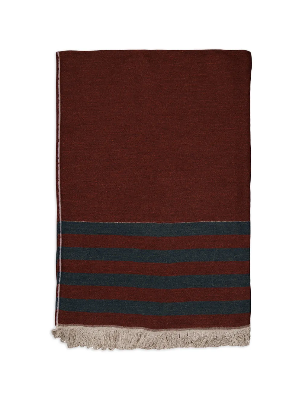 Libeco Juniper Striped Fringed Throw In Brown