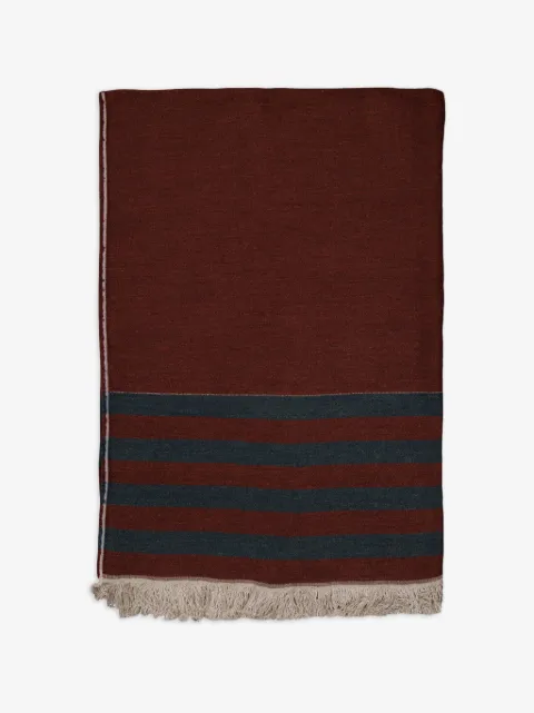 LIBECO Juniper striped fringed throw