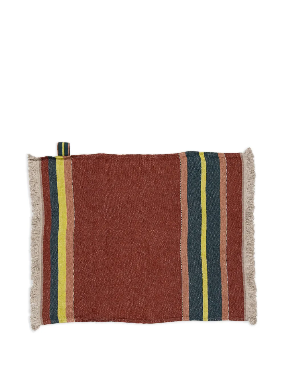 LIBECO Gestreiftes Badetuch mit Fransen - Braun