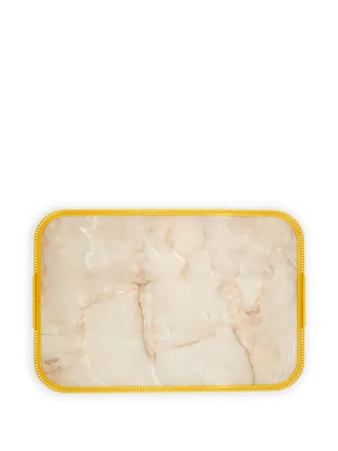 Kaymet Marmoriertes Bett-Tablett mit eloxiertem Rand