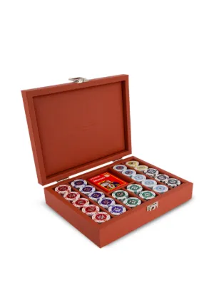 Coffret 330 Plaques De Poker Hector Saxe – Cuir Orange – Jeu De Cartes