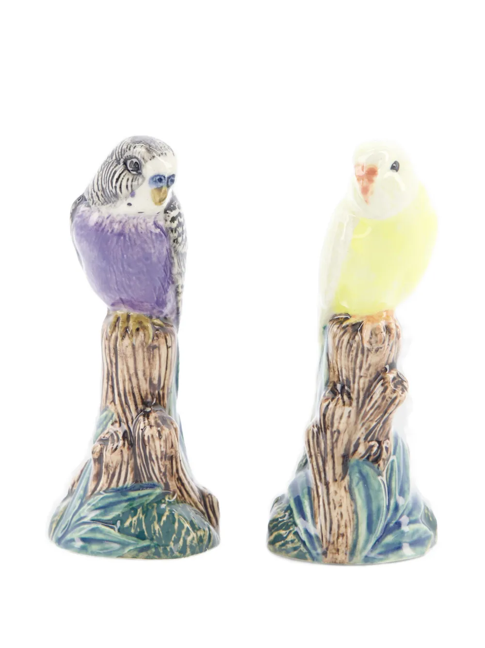 Quail Ceramics Set di due figure Budgerigar - Marrone