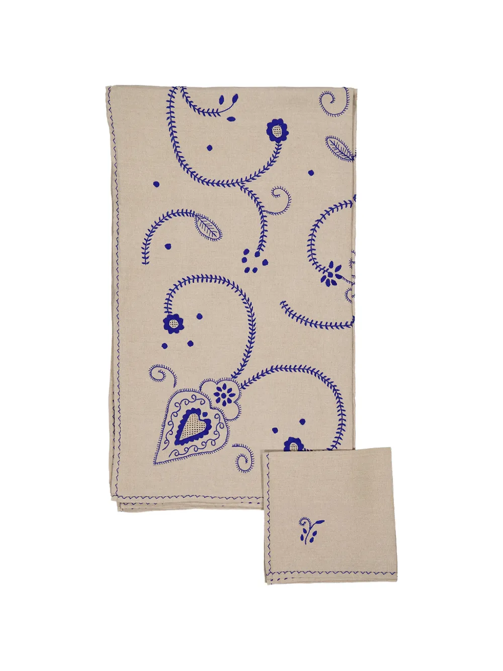 HOUSE OF CAPRICORN embroidered linen tablecloth set (set of 12) - Nude
