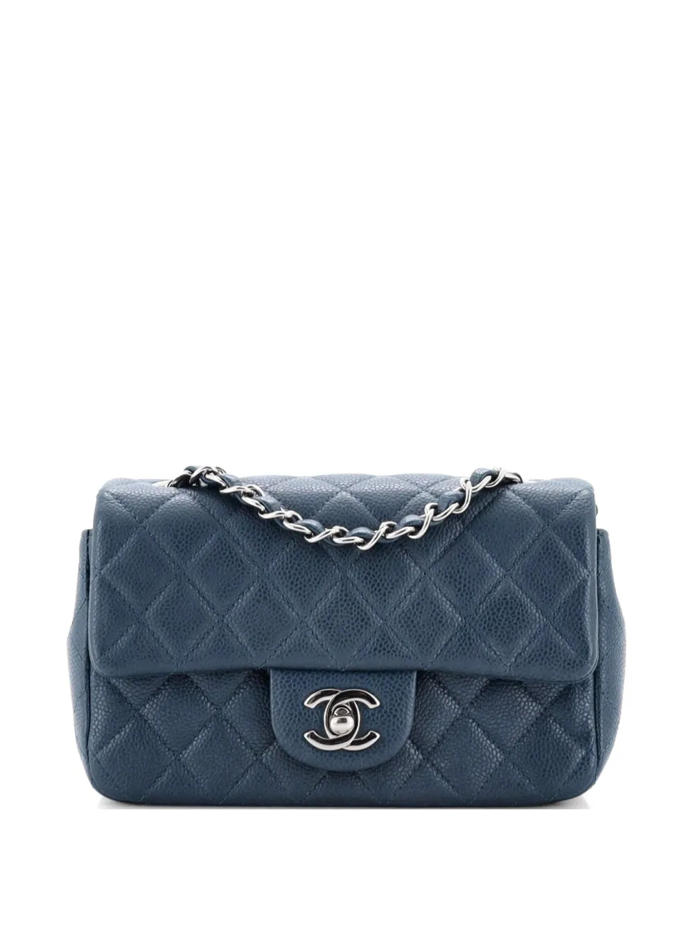 CHANEL Pre-Owned Classic Single Flap Bag Quilted Caviar Mini crossbody bag - Blu