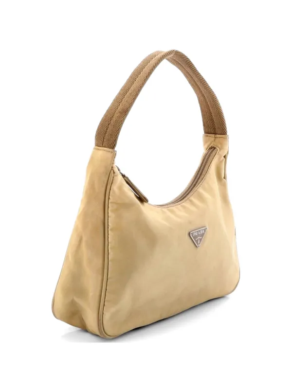 Prada Pre-Owned Tessuto Mini Hobo Bag | Neutrals | FARFETCH