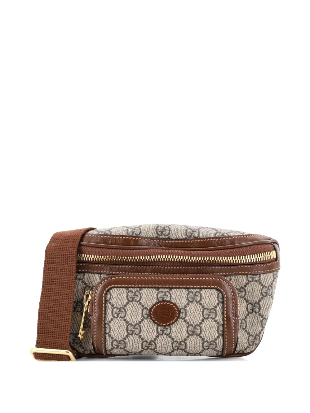 Gucci Pre-Owned Interlocking G Patch GG Coated Canvas Large belt bag - Marrone