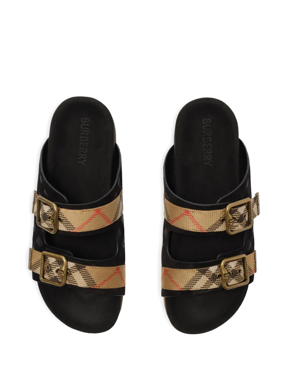 Burberry Check suede Urchin sandals Zwart