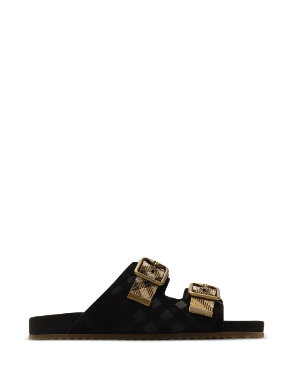 Burberry Urchin geruite suède sandalen Zwart