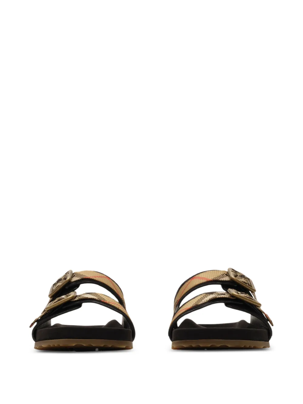 Burberry Check Suede Urchin Sandals in Black, view 5