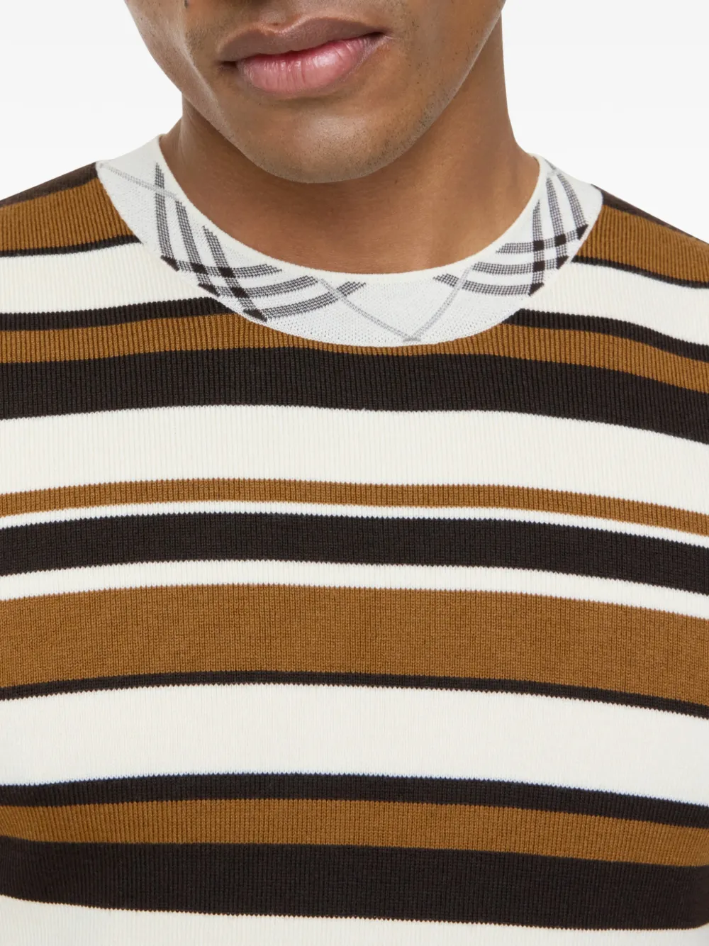 Burberry Gestreept T-shirt van wolblend Beige