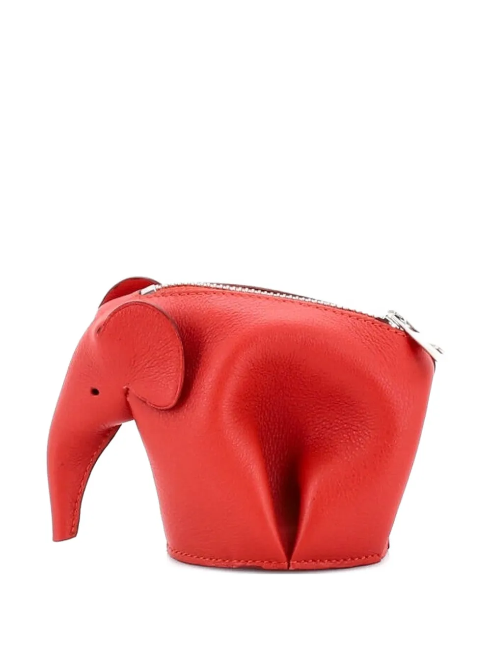Pre-owned Loewe Elephant Coin Purse Leather Pouch In Red
