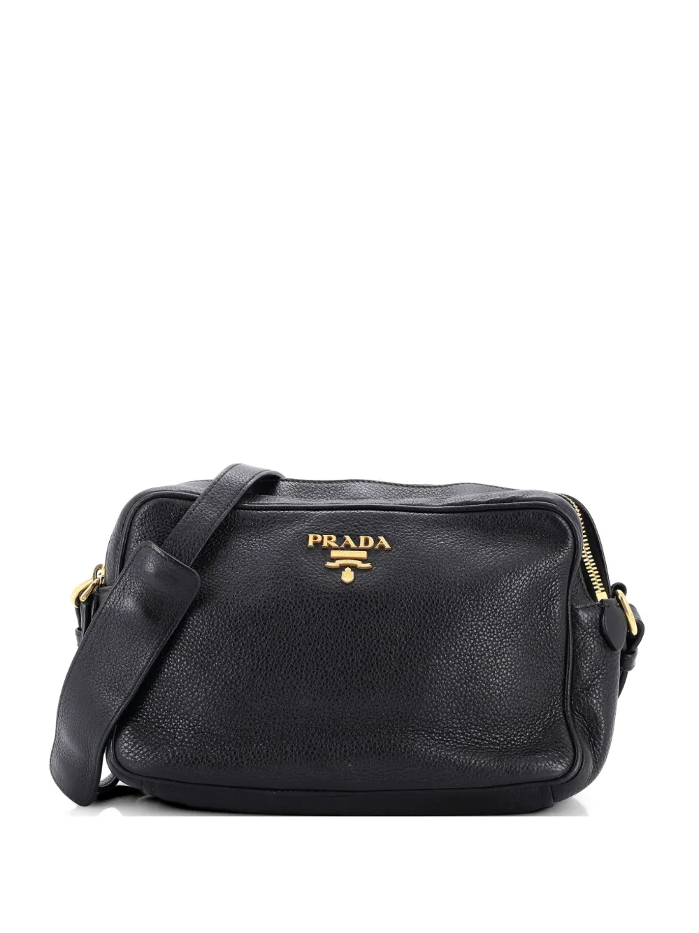Prada Pre-Owned Double Zip Camera Bag Vitello Daino crossbody bag - Nero