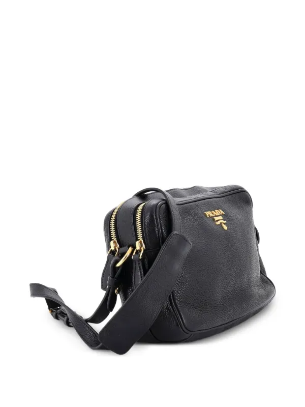 Prada Pre-Owned Double Zip Camera Bag Vitello Daino Crossbody Bag