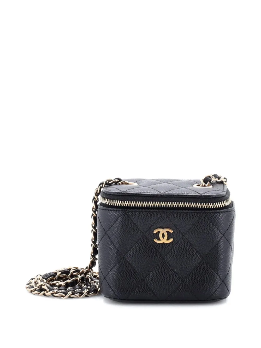 CHANEL Pre-Owned Classic Vanity Case with Chain Quilted Caviar Mini pouch - Nero