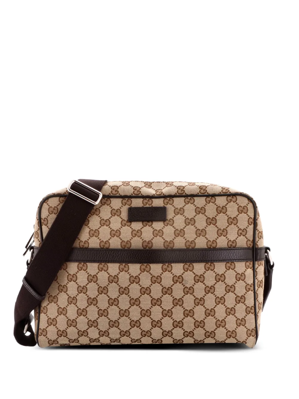 Gucci Pre-Owned Front Pocket Zip Messenger Bag GG Canvas Medium crossbody bag - Marrone