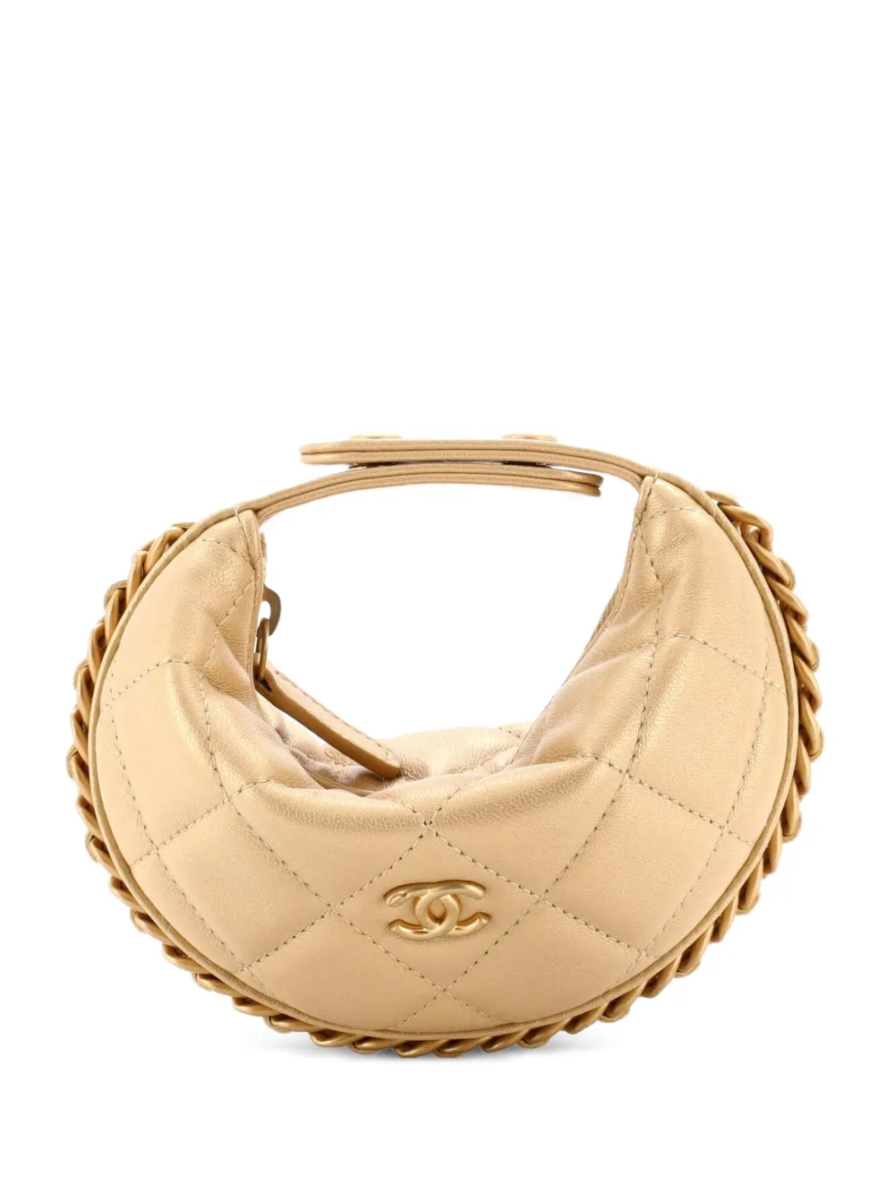 CHANEL Pre-Owned Chain Around Pouch Quilted Lambskin Extra Mini hobo bag - Oro