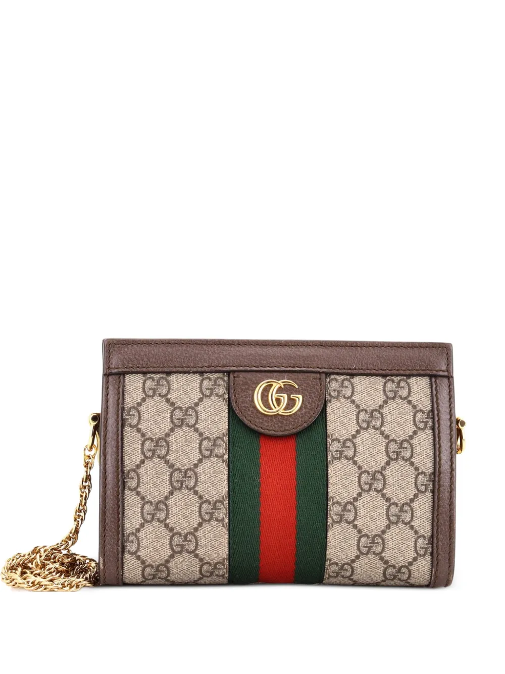 Gucci Pre-Owned Ophidia Chain Shoulder Bag GG Coated Canvas Mini crossbody bag - Marrone