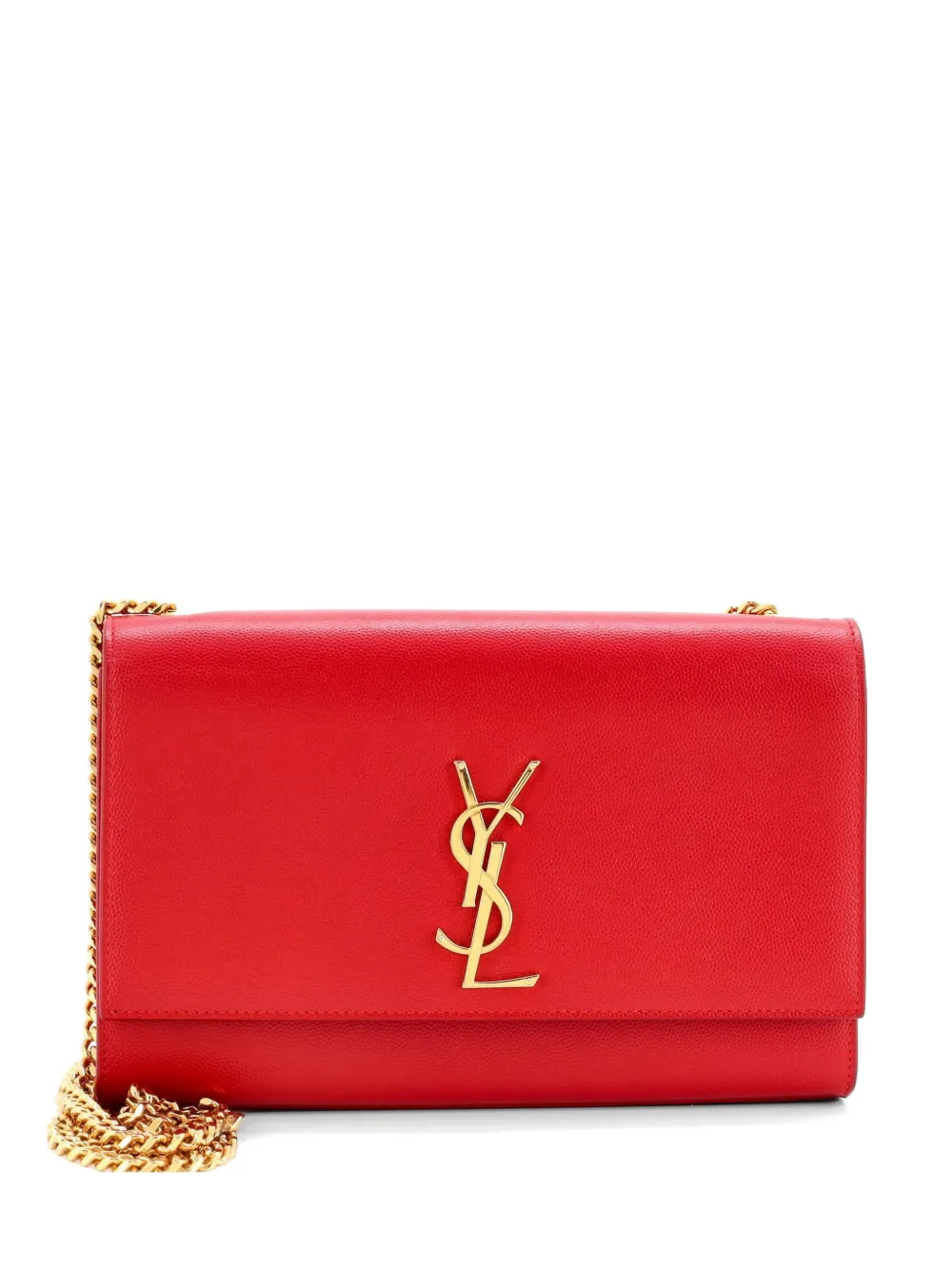 Saint Laurent Pre-Owned Borsa a tracolla Classic media in pelle martellata con monogramma - Rosso