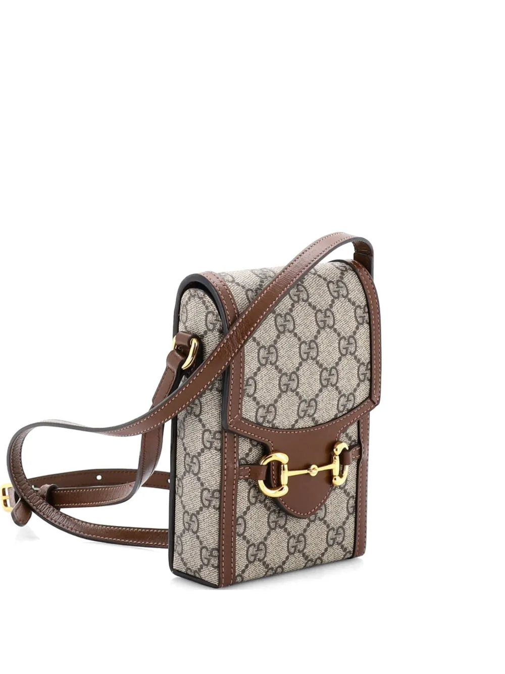 Gucci Pre-Owned Horsebit 1955 GG Coated Canvas with Leather Mini crossbody bag - Marrone