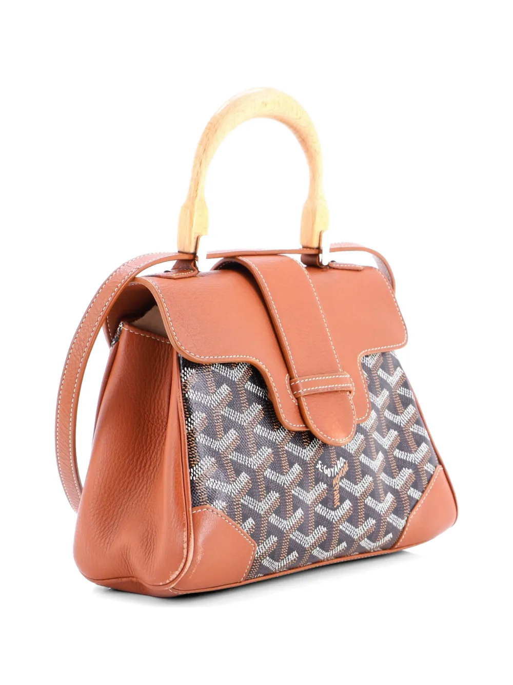 Saigon Top Handle Bag Coated Canvas With Leather Mini Shoulder Bag