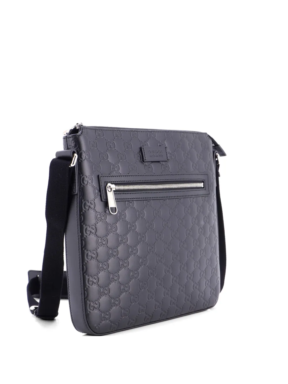 Gucci Pre-Owned Signature Zip Messenger Bag Guccissima Leather Medium crossbody bag - Nero