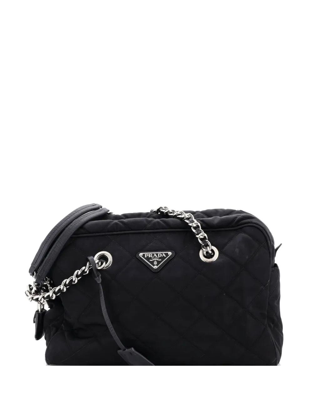 Prada Pre-Owned Chain Quilted Tessuto Medium shoulder bag - Nero
