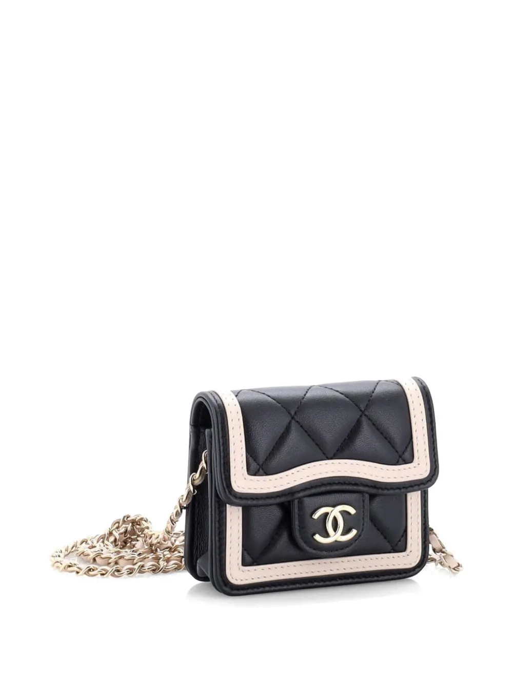 Strip On Cc Flap Clutch With Chain Quilted Lambskin Crossbody Bag