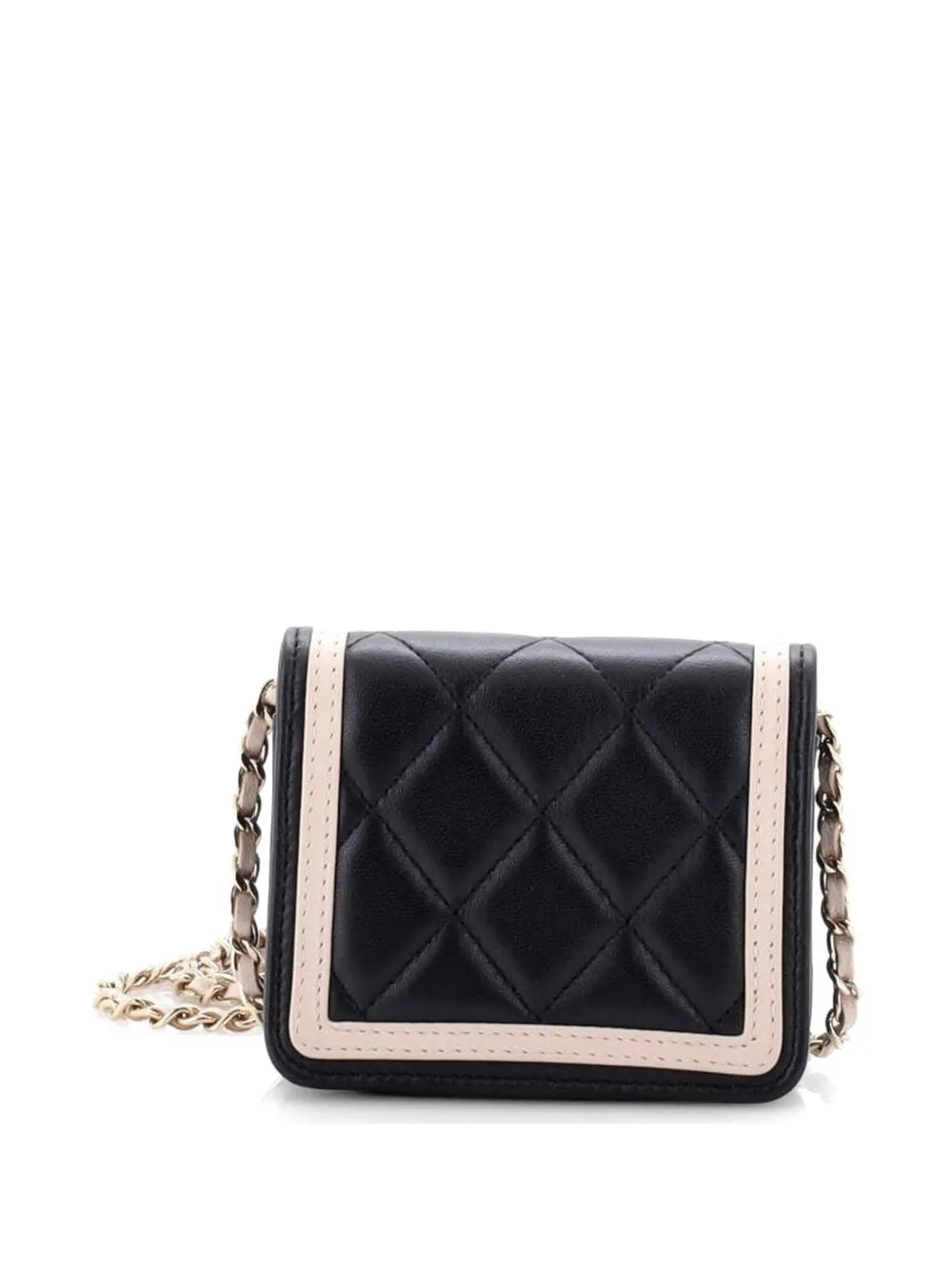 Strip On Cc Flap Clutch With Chain Quilted Lambskin Crossbody Bag