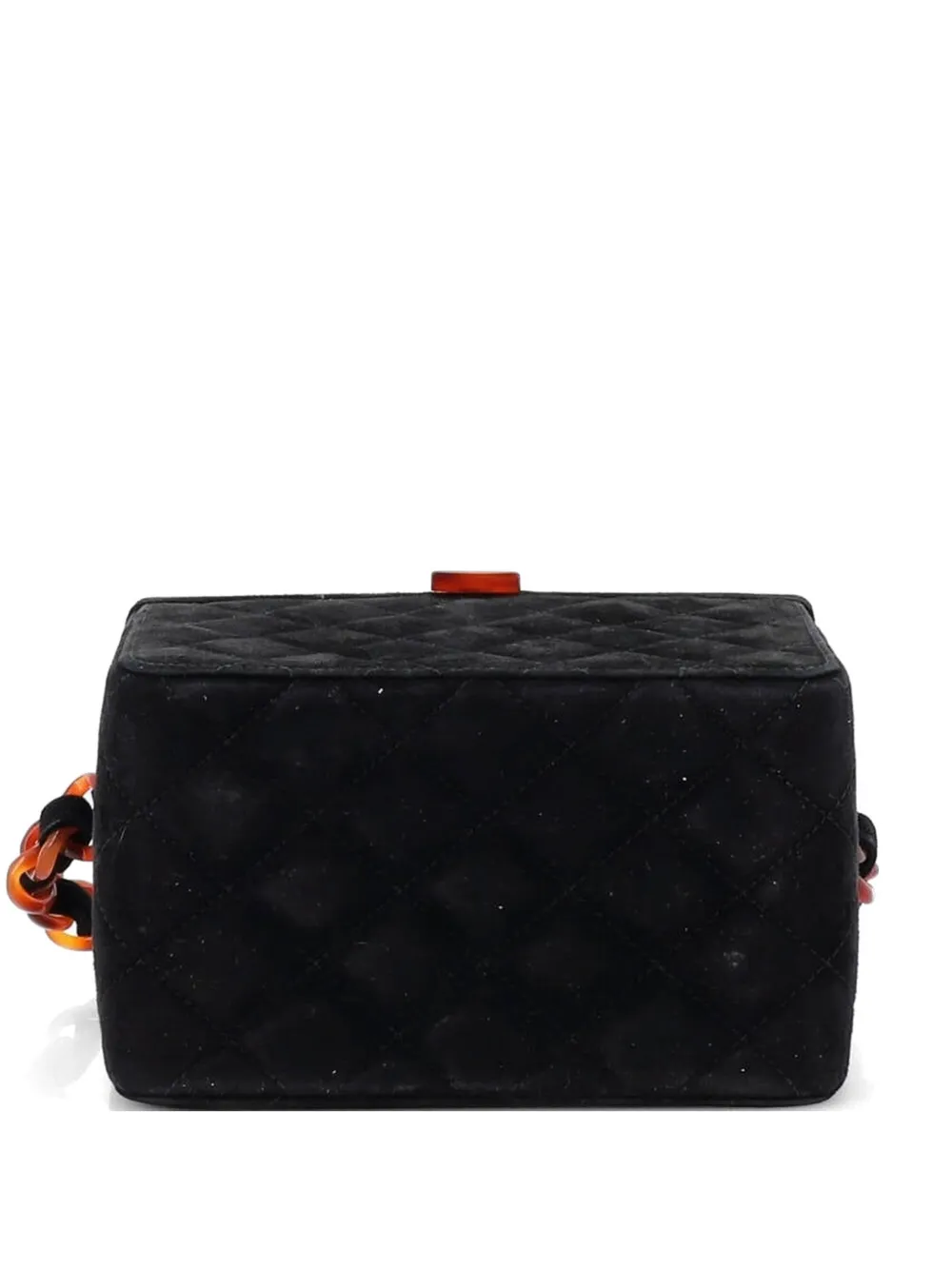 Resin Frame Box Bag Quilted Suede Small Satchel