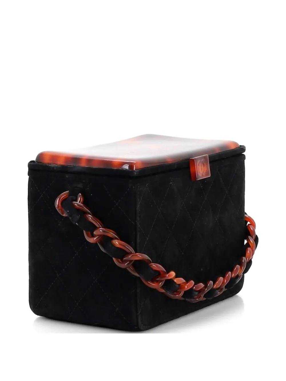 Resin Frame Box Bag Quilted Suede Small Satchel