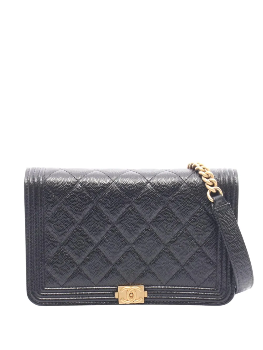 CHANEL Pre-Owned 2021-2026 Quilted Caviar Boy Wallet on Chain crossbody bag - Nero