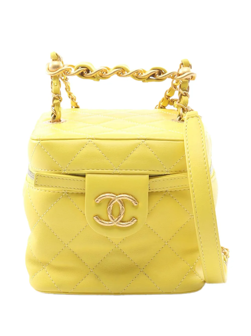 CHANEL Pre-Owned 2021-2026 Quilted Lambskin CC Case vanity bag - Giallo