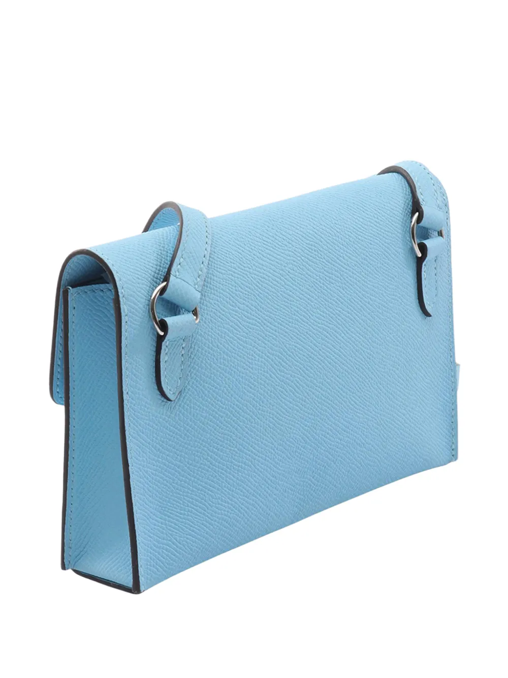 Hermès Pre-owned 2023 Epsom Hermesnap Wallet on Strap Crossbody Bag in Blue, view 3
