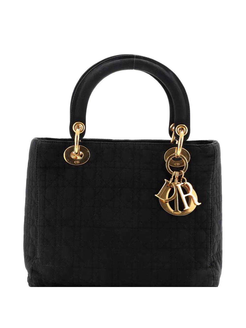 Christian Dior Pre-Owned Vintage Lady Dior Bag Cannage Quilt Nylon Medium satchel - Black