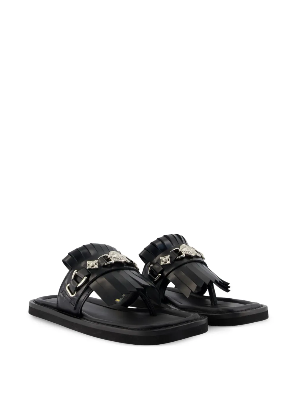Tassel-Detail Square-Toe Sandals