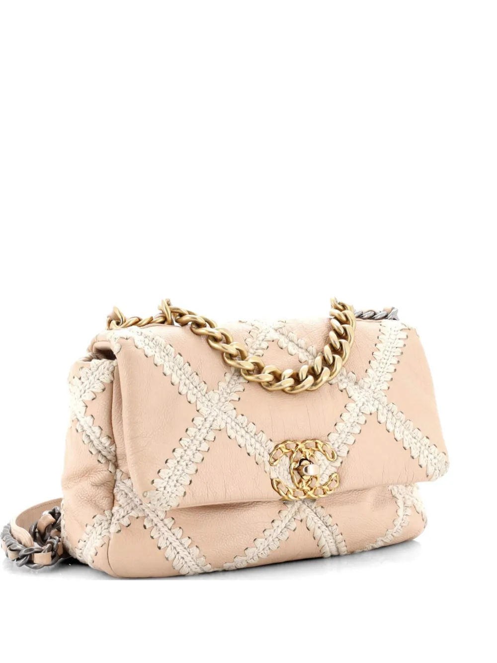 CHANEL Pre-Owned 19 Flap Bag Crochet Quilted Calfskin Medium crossbody bag - Toni neutri