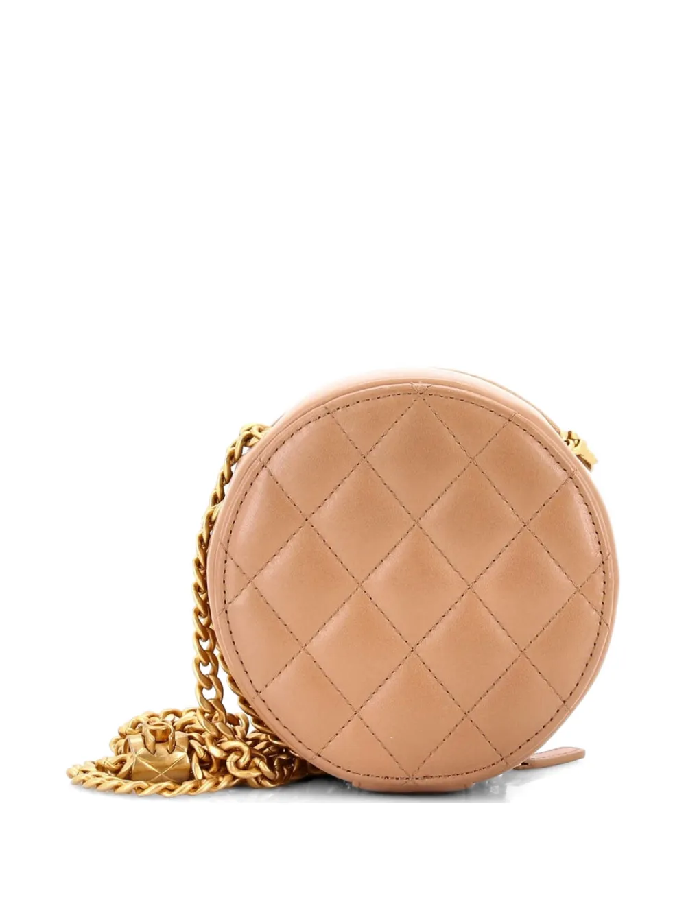 All Slide Long Round Clutch With Chain Quilted Lambskin Crossbody Bag