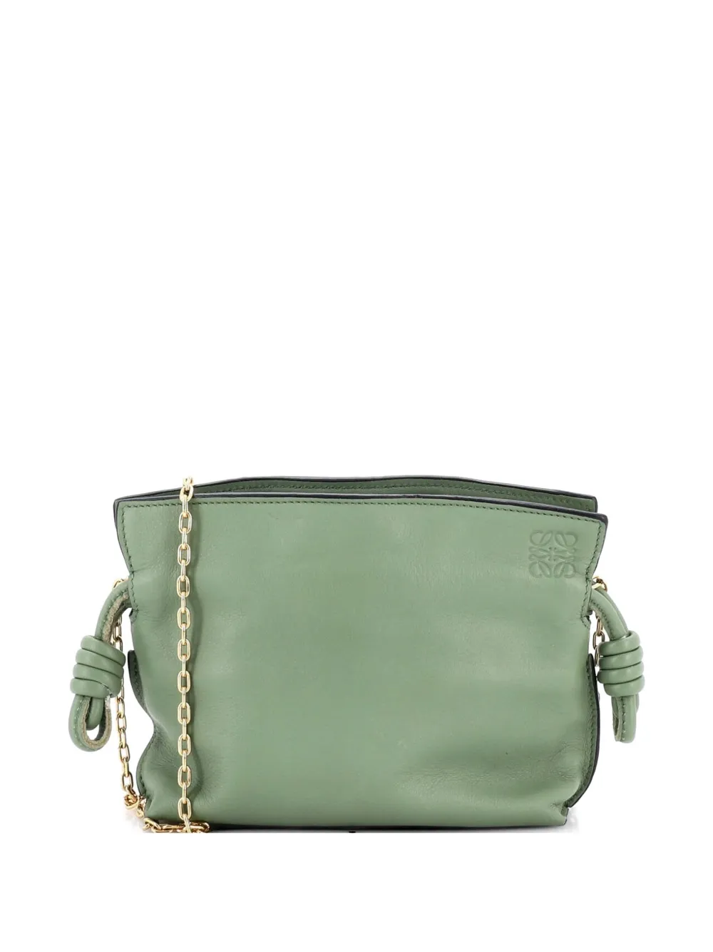 Loewe Pre-Owned Flamenco Knot Chain Clutch Leather Nano crossbody bag - Verde