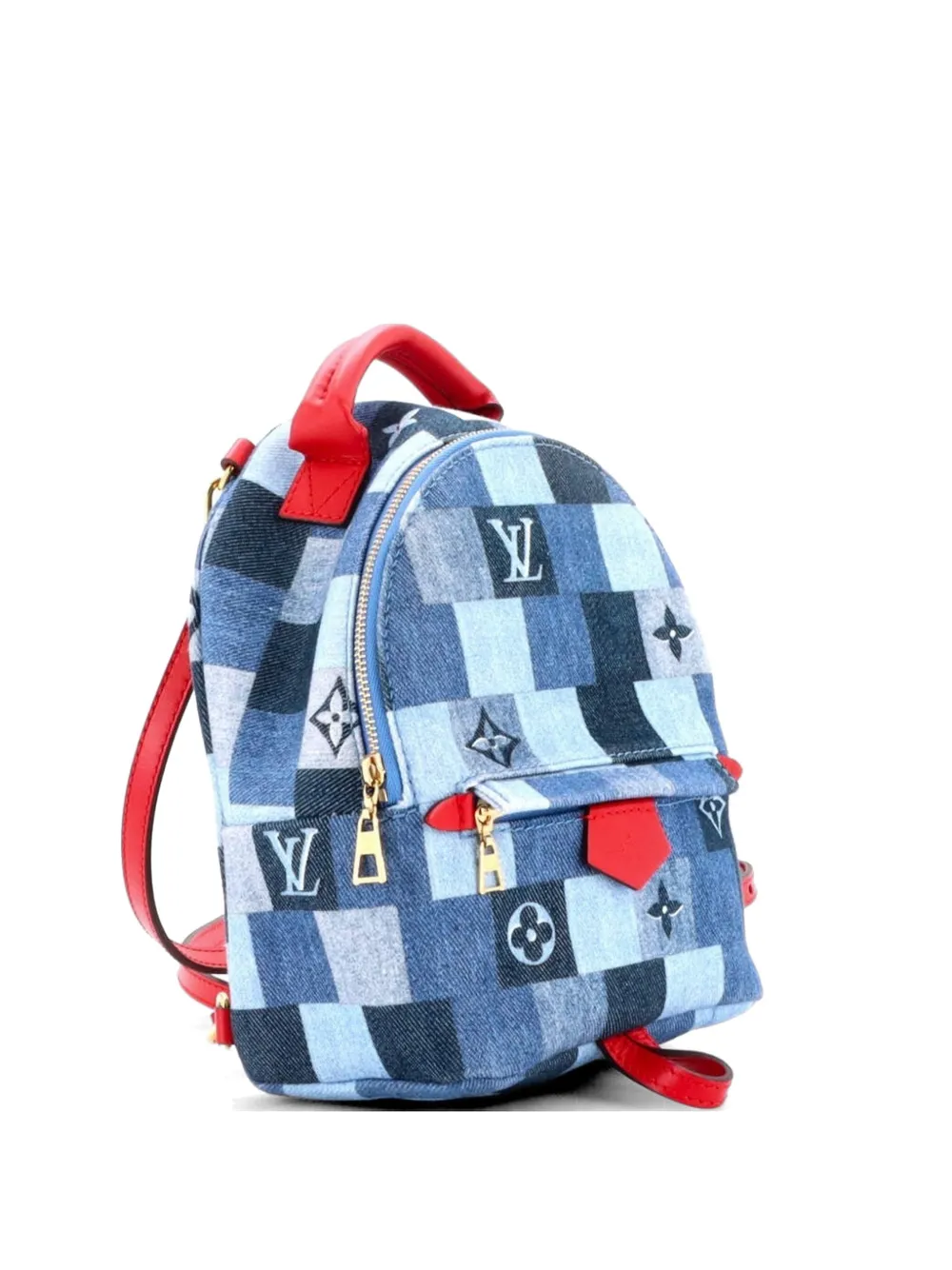 Louis Vuitton Pre-Owned Palm Springs Damier and Monogram Patchwork Denim Mini backpack - Blu