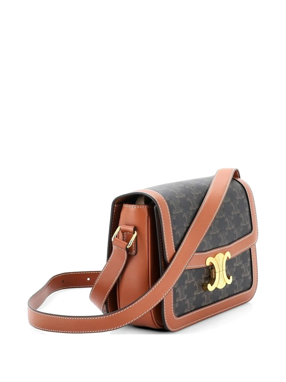  Celine Pre-owned Triomphe Triomphe Coated Canvas Medium Shoulder Bag - Brown 